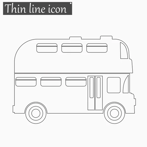 Çift katlı otobüs simge vektör stil ince çizgi — Stok Vektör