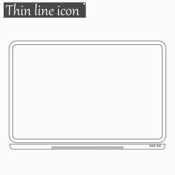 Portátil icono de la computadora Vector Estilo línea delgada — Vector de stock