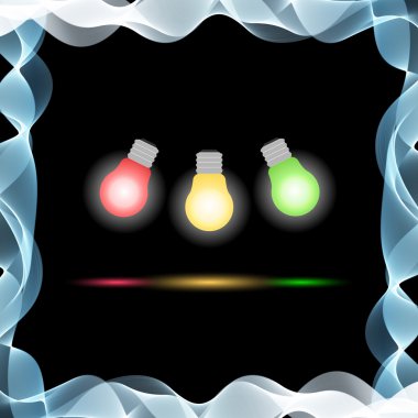 Vektör soyut renkli dalgalar siyah arka plan üzerinde