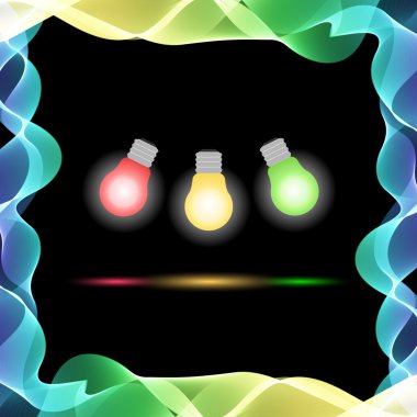 Vektör soyut renkli dalgalar siyah arka plan üzerinde