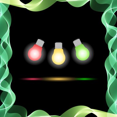 Vektör soyut renkli dalgalar siyah arka plan üzerinde