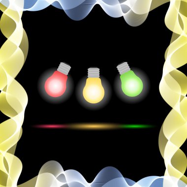 Vektör soyut renkli dalgalar siyah arka plan üzerinde