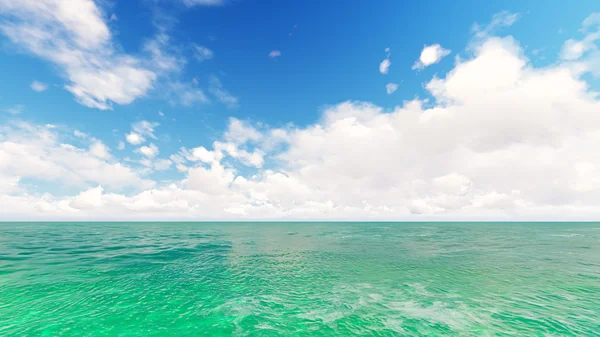 热带海洋的天空云彩蓝色 3d 渲染 — 图库照片