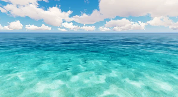 Tropical sea ciel nuages bleu rendu 3D — Photo