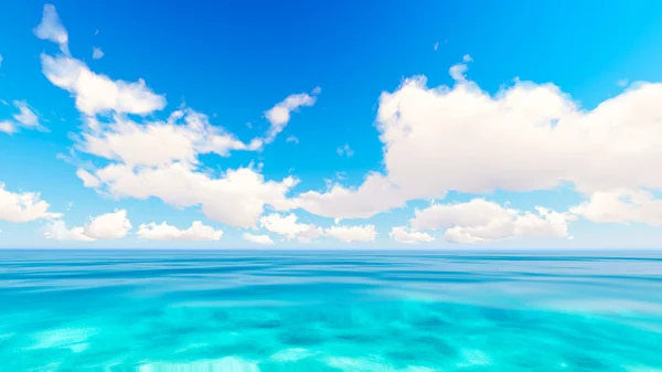 Cielo marino tropical nubes azul 3D renderizado —  Fotos de Stock