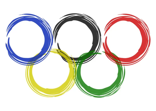 Vektorbild olympische Ringe aus farbigem Pinsel — Stockvektor