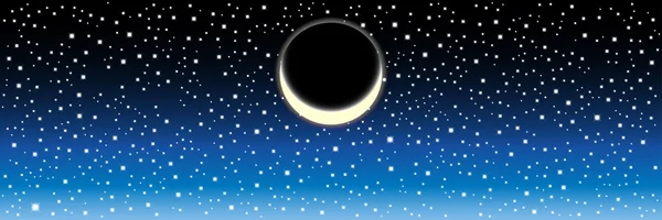 Cielo nocturno con estrellas y luna. Imagen vectorial — Vector de stock