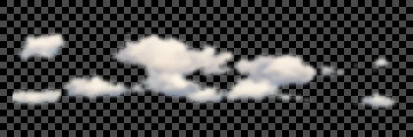 Set of transparent different white clouds. Vector. — Stock Vector