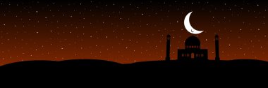 Vektör siluetleri Camii ile ay yıldız zemin üzerine