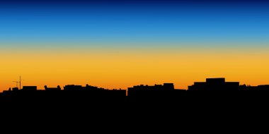 Gece şehir. Vektör çizim apartman blokları bir kasabada.