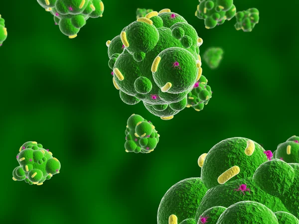 Groene bacteriën bollen 3d illustratie — Stockfoto