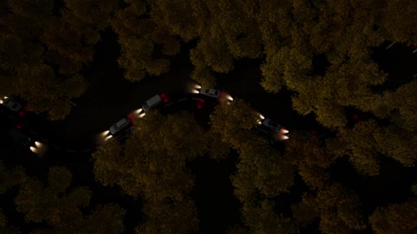 Vue aérienne moderne vue de nuit de la circulation top Route sinueuse — Video
