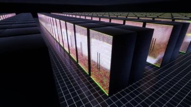 Modern Veri Merkezi Veri Koruma İkili Kod Yapısı Ağ Bağlantı Yapısı Ofis İş Konsepti İç Sunucu Odası