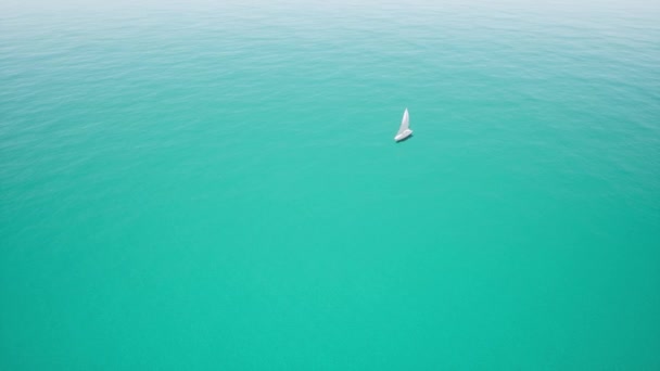 海の中の帆船｜最小限の自然背景夏の海の風景 — ストック動画