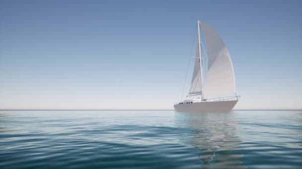 Velero en aguas tranquilas Para el diseño de estilo de vida Paisaje de verano — Vídeos de Stock