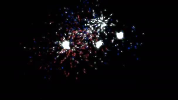 Fuegos artificiales en negro Celebración del aniversario Feliz año nuevo — Vídeos de Stock