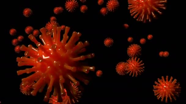 Risco pandêmico Red Virus covid-19 conceito de microbiologia celular capaz de loop sem costura — Vídeo de Stock