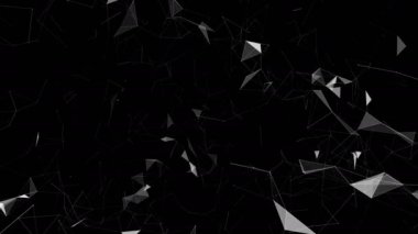 Plexus siyah beyaz hareket eden noktalar ve çizgiler geometrik şekiller animasyon gelecekteki dijital teknoloji Büyük veri Dijital İletişim Teknolojisi Ağı