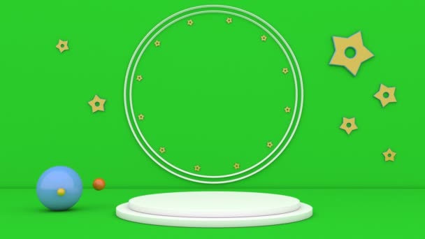 Minimale 3D-Attrappe mit grünem Business-Kommunikationskonzept weißes Podium mit nahtloser Schleife — Stockvideo