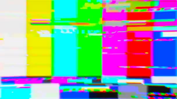 Nessuno schermo di segnale in stile pixel art grunge in 80 90 pixel schermo TV a colori — Video Stock