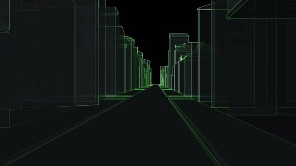 Cidade cidade verde linhas 3d desenhos Futurista espaço moderno — Vídeo de Stock