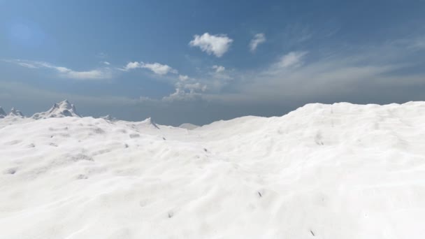 Sněhové hory v reálném stylu Zimní krajina Krásný výhled Příroda modrá obloha zasněžená krajina — Stock video