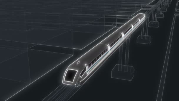 Tren de levitación magnética Maglev en estilo futurista ciencia ficción 3d — Vídeo de stock