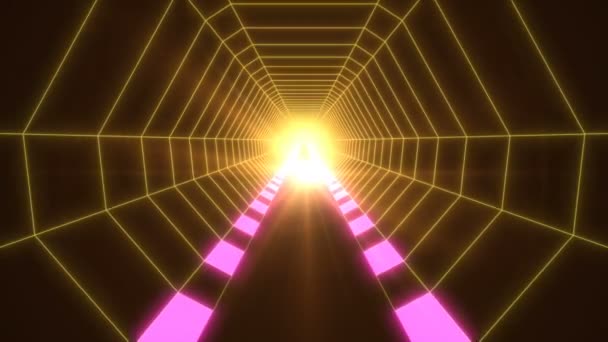 90 rutnät neon tunnel cyberpunk retro falska 3D-spel — Stockvideo