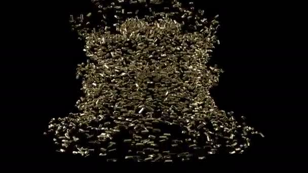 Взрыв золотой башни замка на черном — стоковое видео
