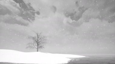 Tek ağaç kış manzarası Güzel kar manzarası