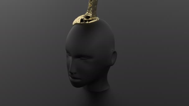 ブラックフェイスの3Dスタイルの金の液体リークスキンケアコンセプトアートメイク — ストック動画