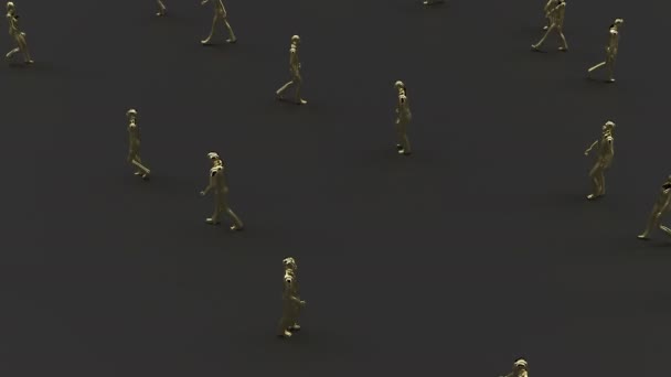 Złoty tłum ludzi chodzić po czarnej powierzchni Piękne dla stylu życia — Wideo stockowe