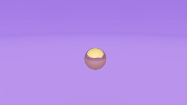 Guldmetaball på rosa lila minimalistisk täckmantel — Stockvideo