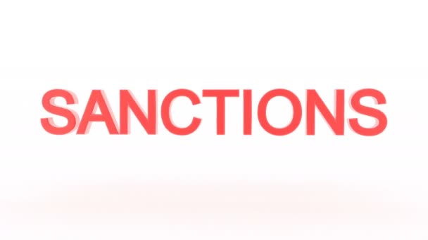 Червоне слово Санкції з'являються з нічого — стокове відео