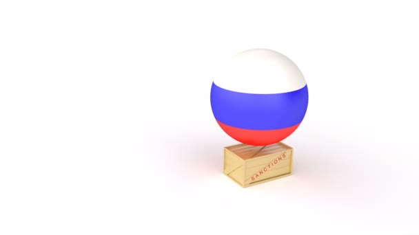 Sanctions explosion of a balloon from the Russian flag — Stock Video