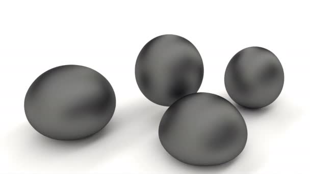 3D schwarze Kugeln fallen weichen Körper Physik — Stockvideo