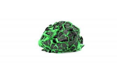 Taş, siyah, yeşil kayanın tahrip edilmesi. Grafik tasarımı.