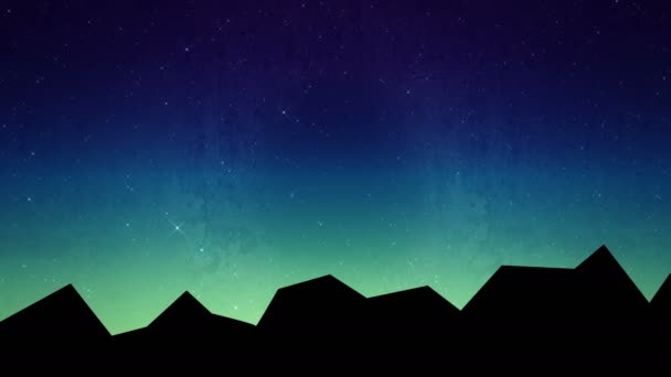 Ljusa stjärnor berg Natur blå himmel Vackert landskap — Stockvideo