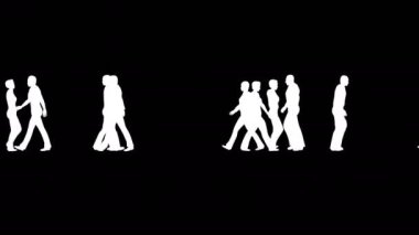 Beyaz siluet insan kalabalığı yürüyor