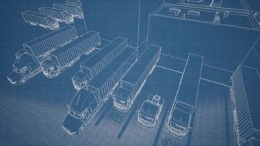 Çizim şeması Büyük lojistik parkı inşaat konsepti