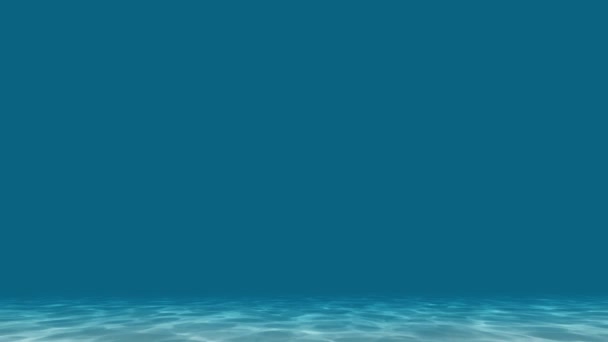Підводне блакитне каустичне дно моря на фоні глибокого світла — стокове відео