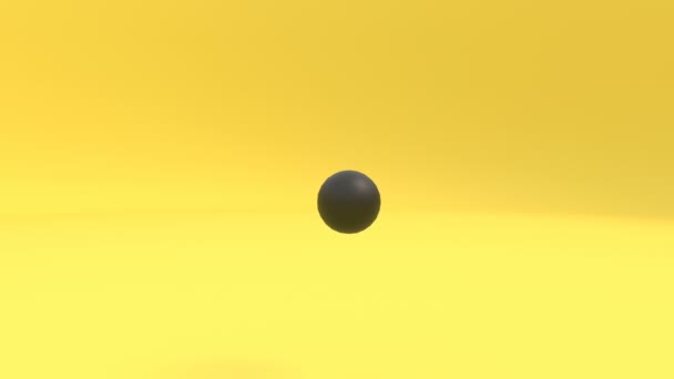 Memphis black 3d spheres on yellow Digital design concept Simple geometric objects — Stock Video