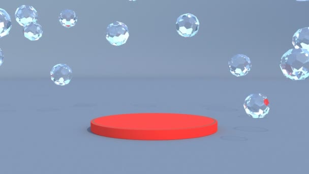 3D赤スタイリッシュな表彰台ミニマリズムデザイン映像屋外広告モックアップ — ストック動画
