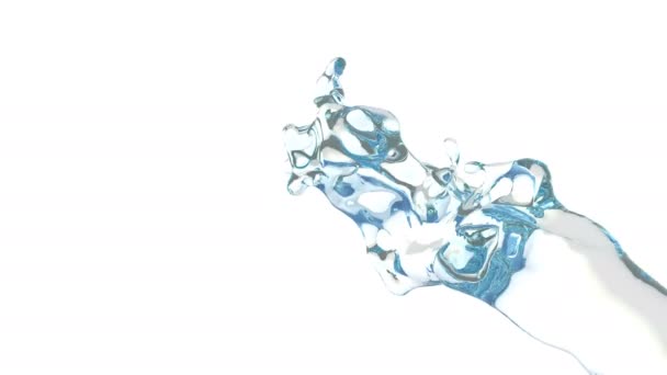 Jet d'eau bleu ruisseau sur blanc propre — Video