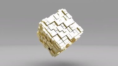 3d Altın Küp döndür Modern iş şablonu kusursuz sonsuzluğu döndürebilir