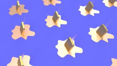 Moda 3d tarzı, minimal tasarım görüntülerinde pürüzsüz döngü yapabilen altın rengi dondurma.