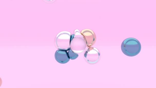 3d bolas de metal líquido levitação esfera elástica corpo macio física elegante imagens de design minimalista — Vídeo de Stock