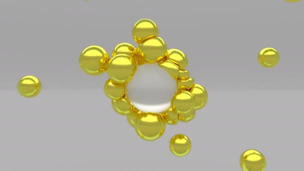 3Dソフトボディゴールドシンプルな球体最小限のアニメーションデザイントレンディな色液体ボールの浮遊 — ストック動画