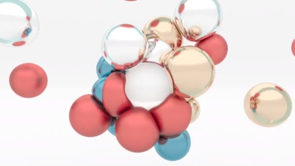 Esferas de color elástico de metal moderno cuerpo suave chocando con un imán — Vídeos de Stock