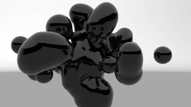 Black metaballs Fluid art Motion graphics stylish minimalistic design 3d render clipart
